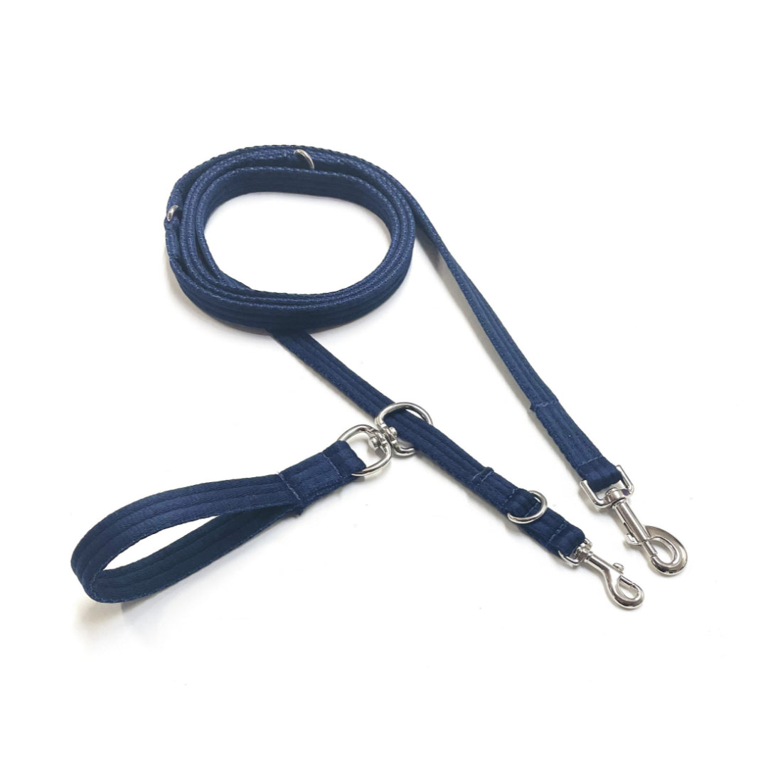 Double Ended Dog Lead With Sliding Swivel Handle Set In 25mm Air Webbing