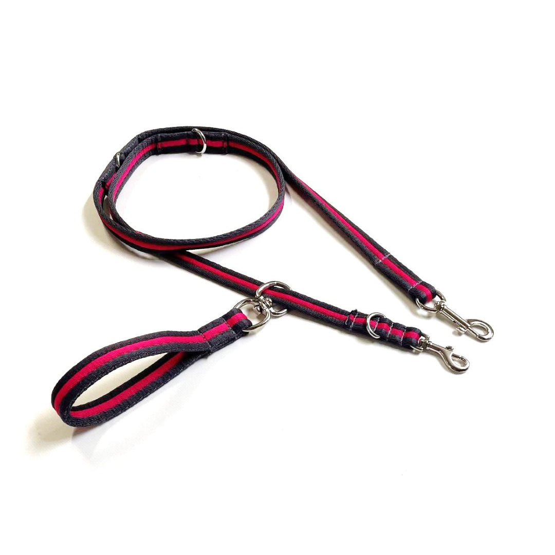 Double Ended Dog Lead With Sliding Swivel Handle Set In 25mm Air Webbing