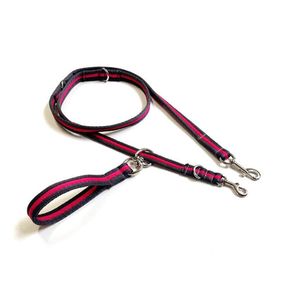 Double Ended Dog Lead With Sliding Swivel Handle Set In 20mm Air Webbing