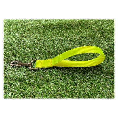 Dog Leads In 25mm Fluorescent Yellow Webbing Training Leash Long Line Short Close Control In Various Lengths