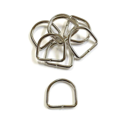 Nickel Plated Welded Gear D-Rings 25mm 32mm 38mm 50mm Wide 5/6mm Thick For Webbing Straps Handles Leather Bags