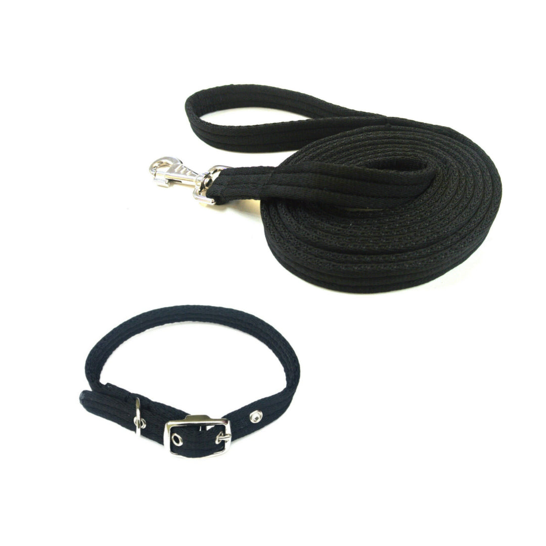Dog Collar And Lead Set 25mm Air Webbing Small Collar In Various Lengths And Matching Colours