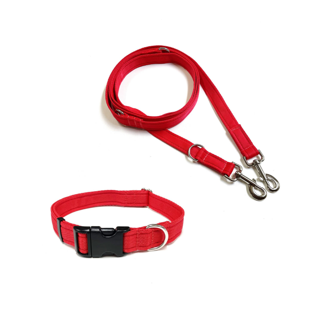 Dog Collar And Police Style Dog Lead Set 20mm Cushion Webbing Small Collar In Various Lengths And Matching Colours