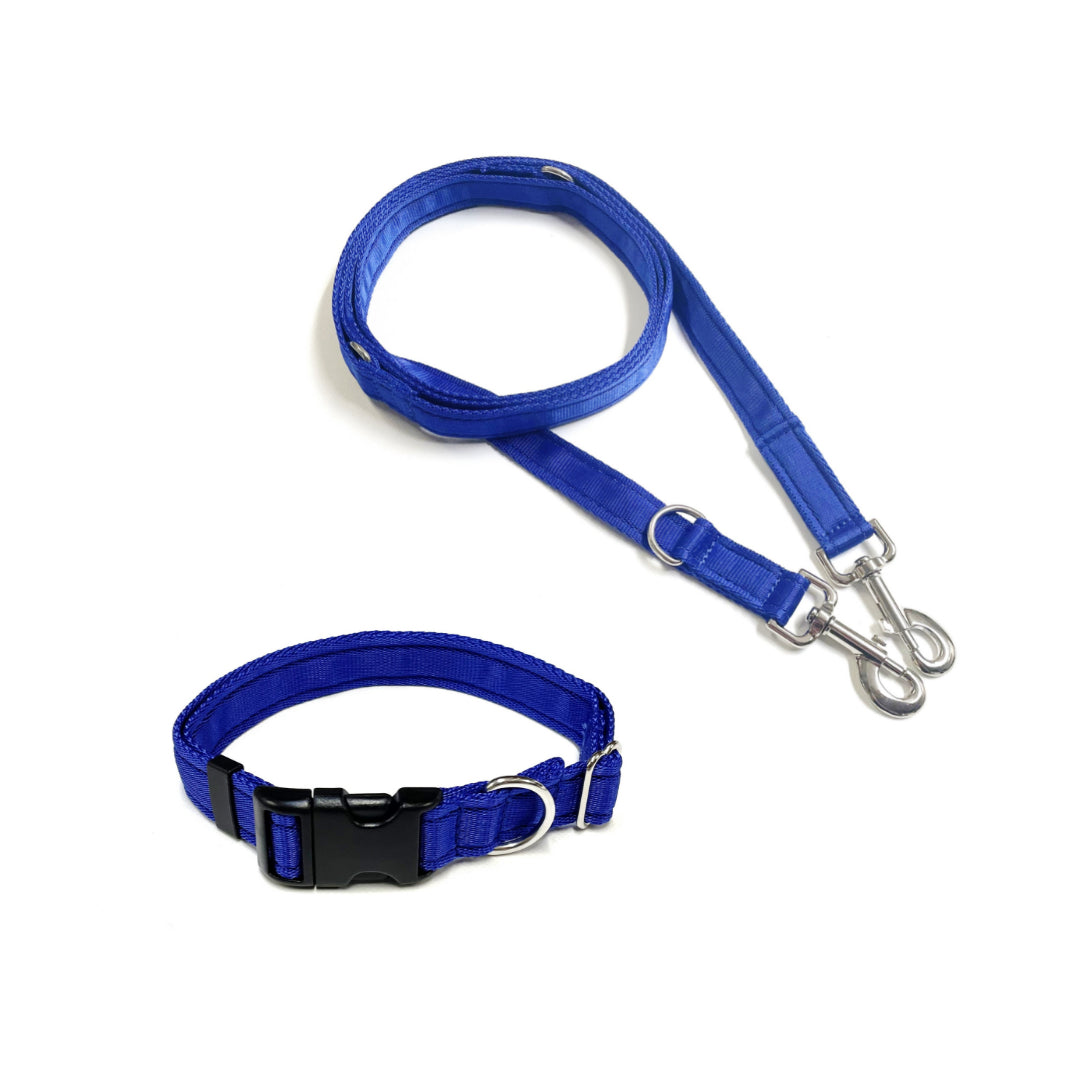 Dog Collar And Police Style Dog Lead Set 25mm Cushion Webbing Small Collar In Various Lengths And Matching Colours