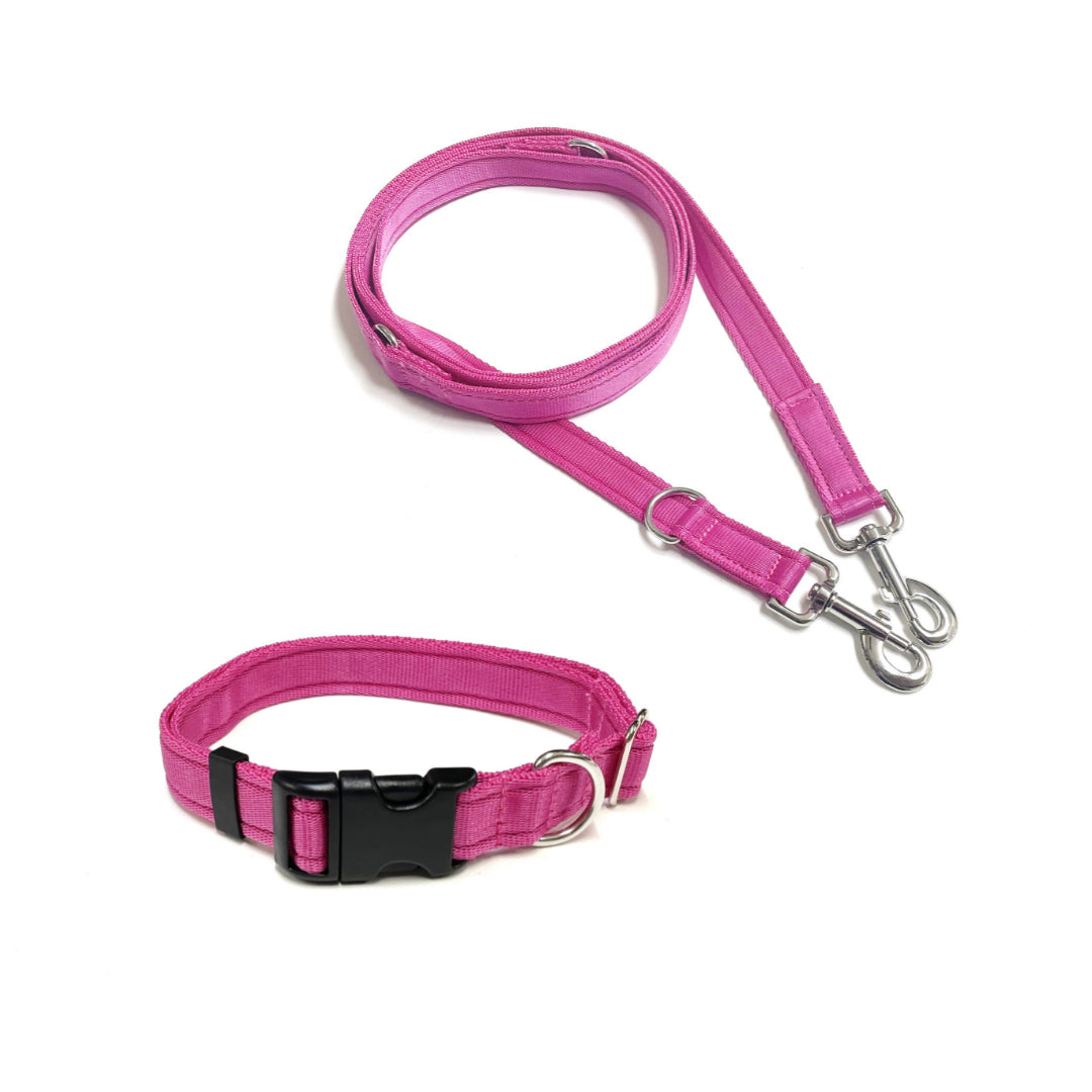 Dog Collar And Police Style Dog Lead Set 25mm Cushion Webbing Small Collar In Various Lengths And Matching Colours