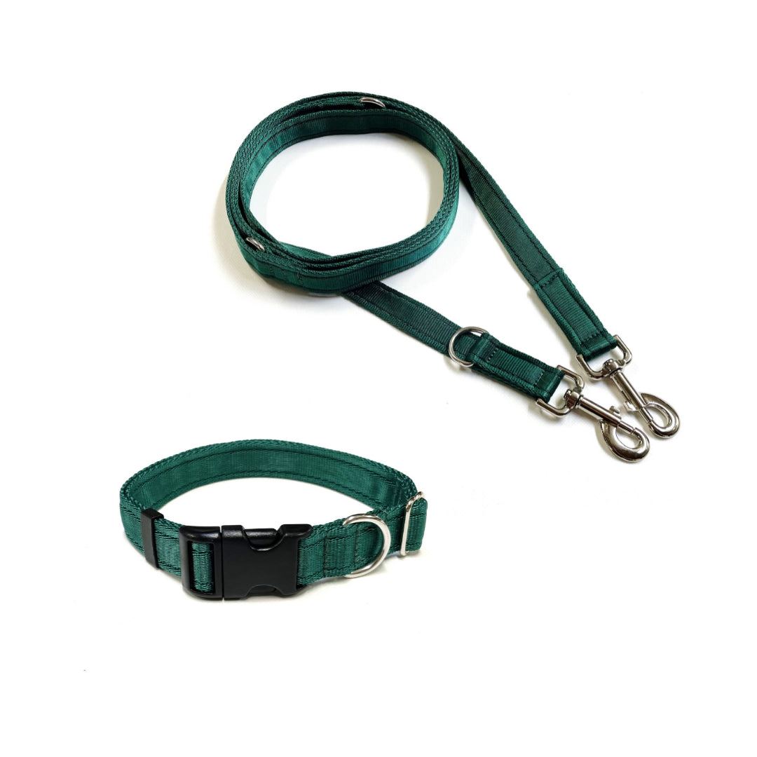 Dog Collar And Police Style Dog Lead Set 20mm Cushion Webbing Small Collar In Various Lengths And Matching Colours
