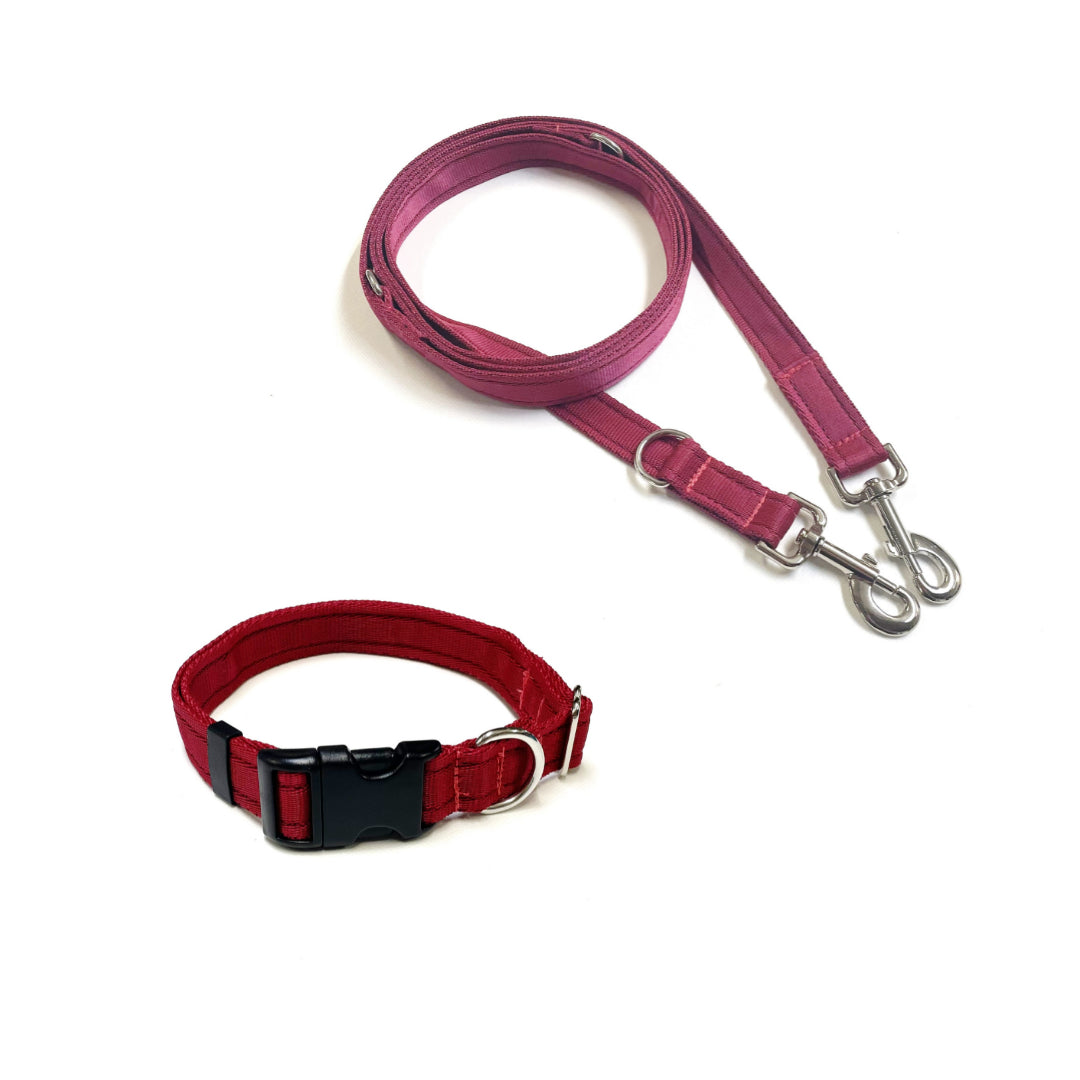 Dog Collar And Police Style Dog Lead Set 25mm Cushion Webbing Small Collar In Various Lengths And Matching Colours