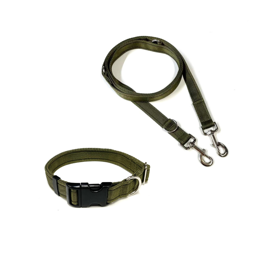 Dog Collar And Police Style Dog Lead Set 25mm Cushion Webbing Small Collar In Various Lengths And Matching Colours