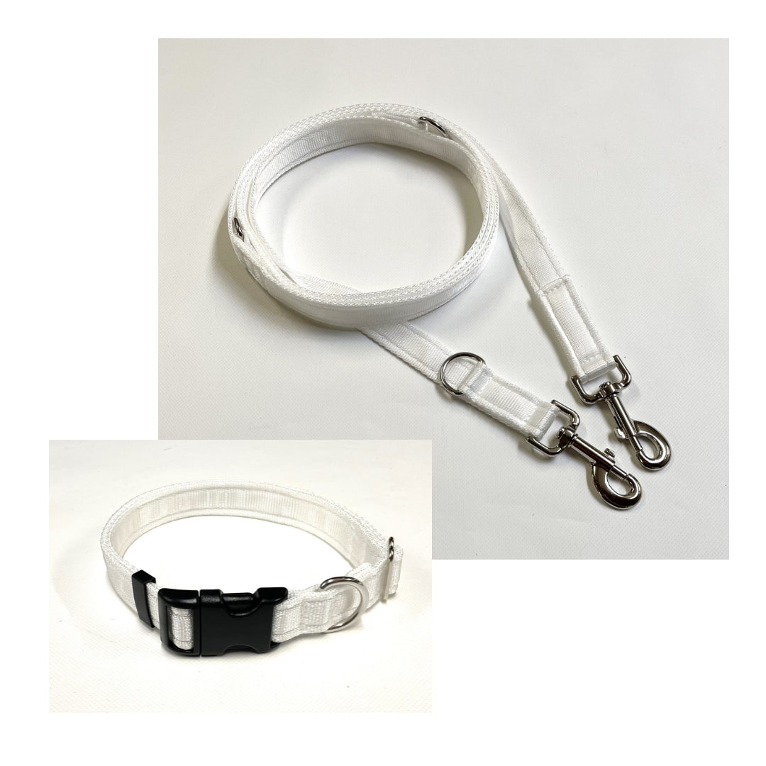 Dog Collar And Police Style Dog Lead Set 25mm Cushion Webbing Small Collar In Various Lengths And Matching Colours