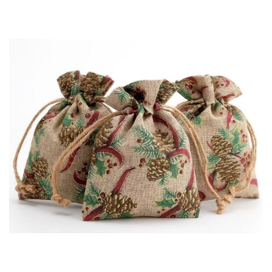 Hessian Drawstring Gift Bags Fabric Linen Christmas Pouch Bags x1 x2 x5 x10 UK Seller