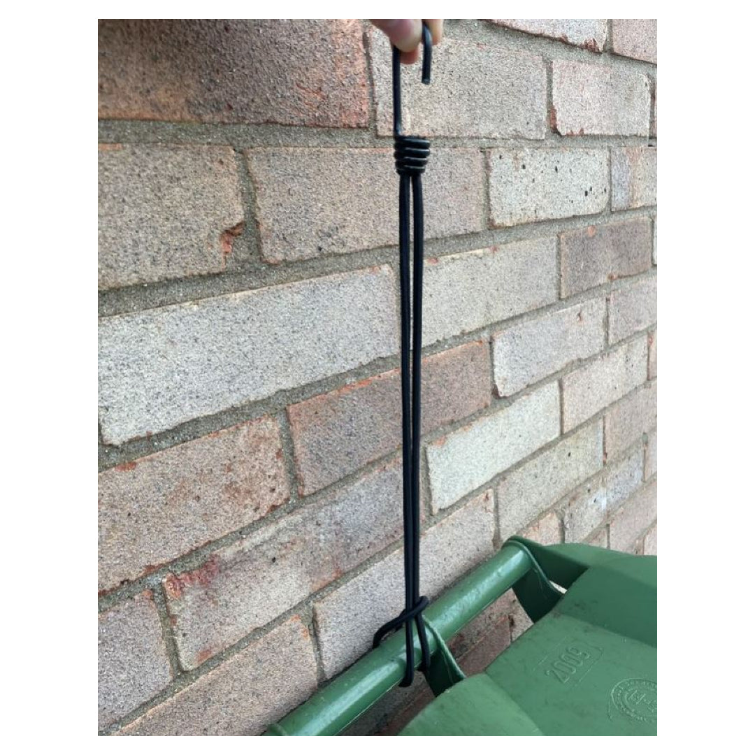 Wheelie Bin Straps Lid Securing Tie Down Strap No Drilling Bungee Cord Black