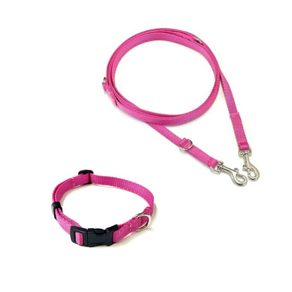 Dog Collar And Police Style Dog Lead Set 13mm Webbing Small Collar In Various Lengths And Matching Colours