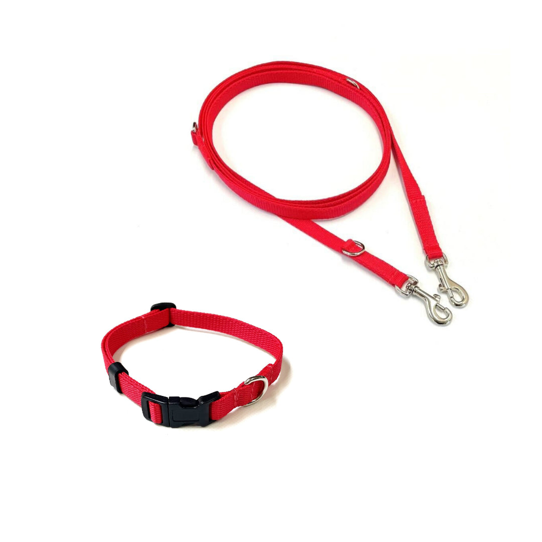 Dog Collar And Police Style Dog Lead Set 13mm Webbing Small Collar In Various Lengths And Matching Colours