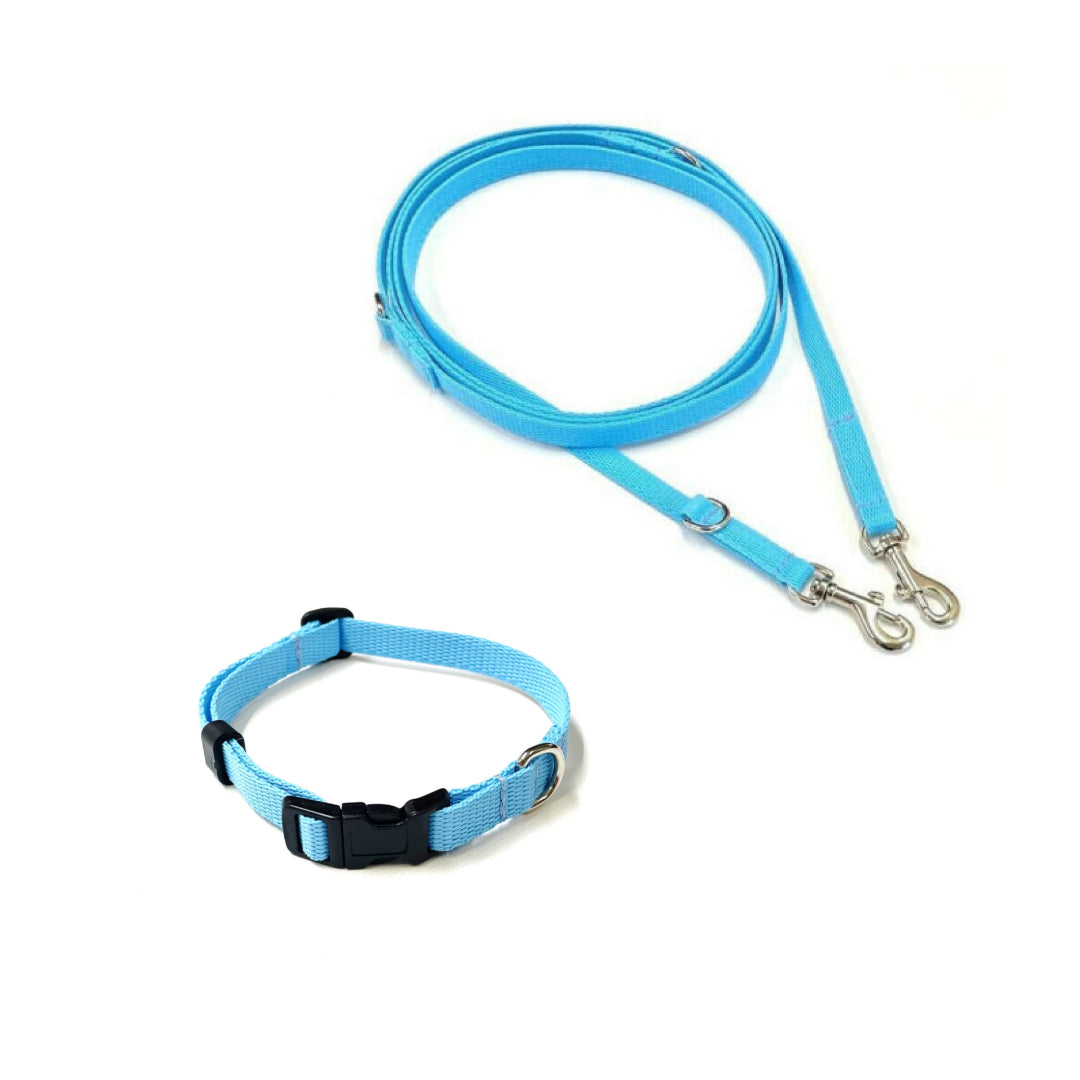 Dog Collar And Police Style Dog Lead Set 13mm Webbing Small Collar In Various Lengths And Matching Colours