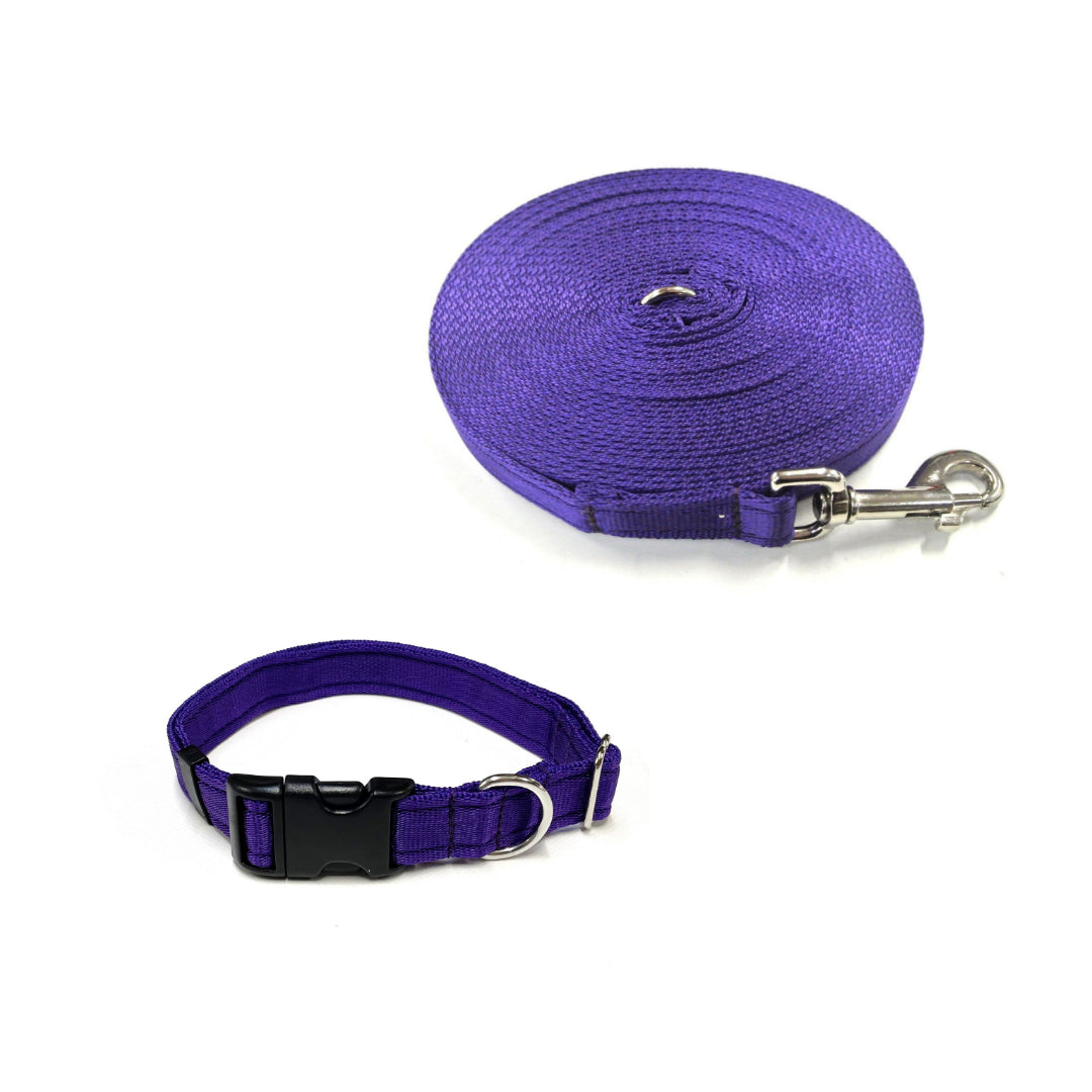 Dog Collar And Lead Set 25mm Cushion Webbing Small Collar In Various Lengths And Matching Colours