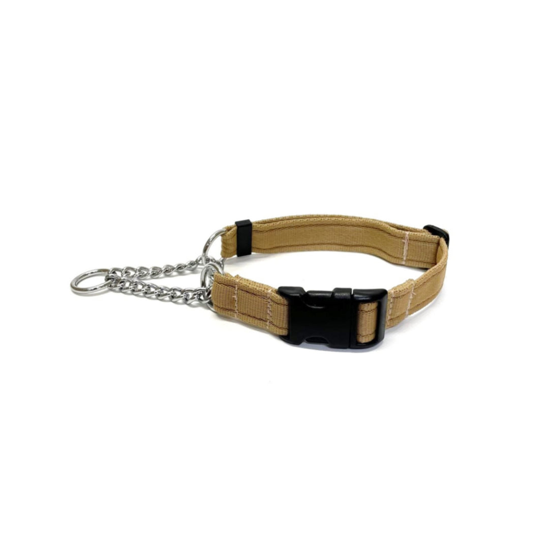 Half Check Chain Dog Collars Adjustable 25mm Wide Cushion Webbing Large X-Large