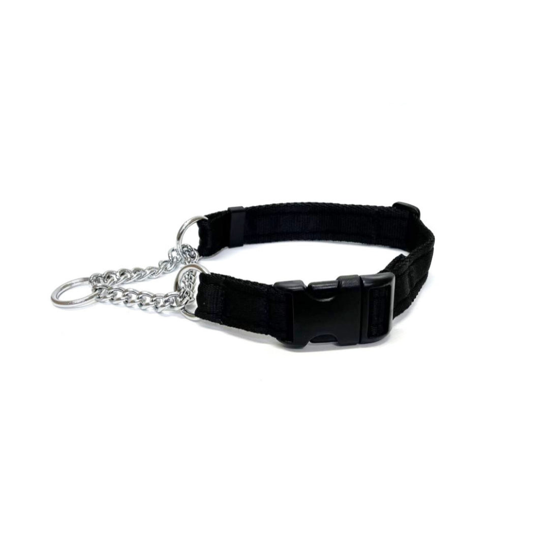Half Check Chain Dog Collars Adjustable 25mm Wide Cushion Webbing Large X-Large