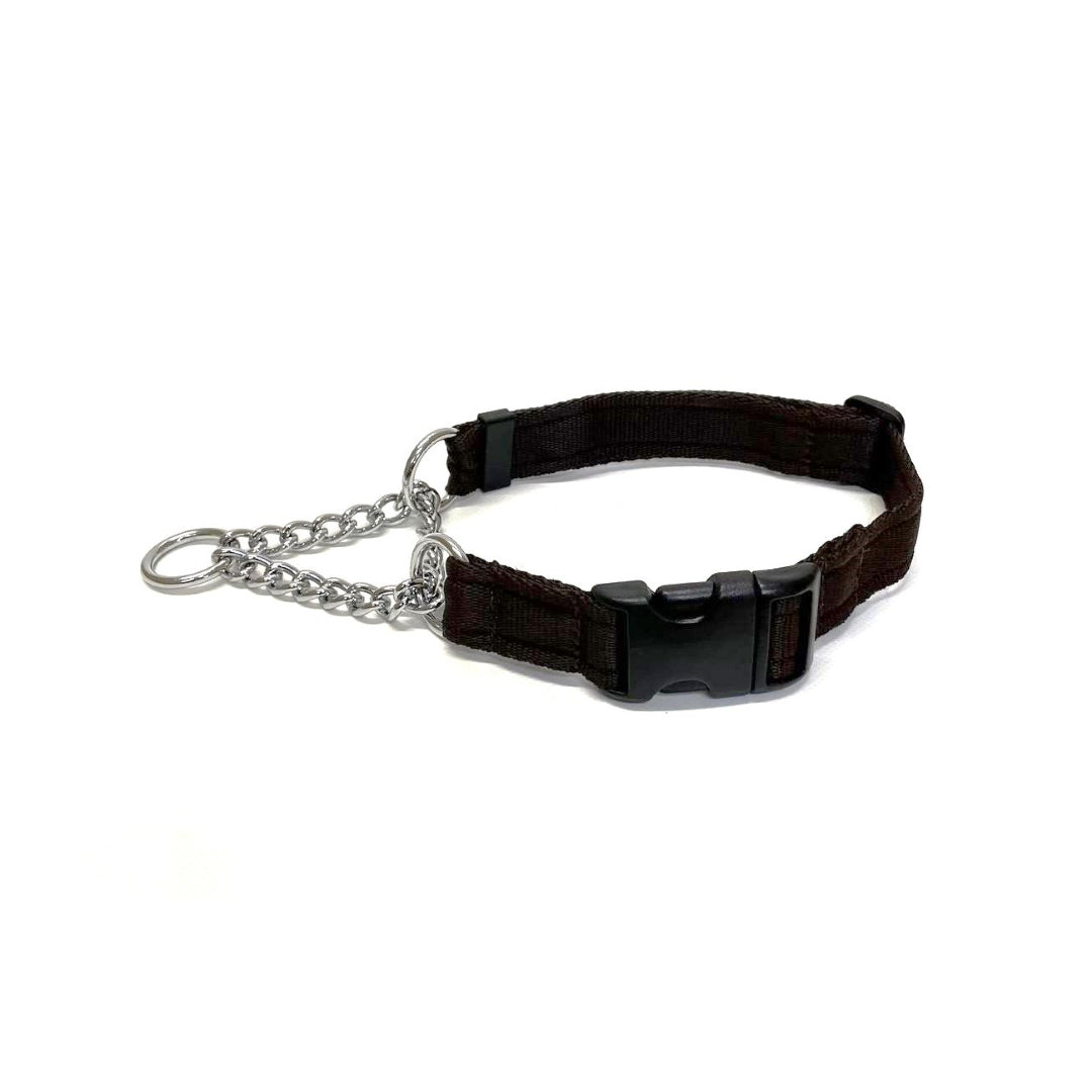 Half Check Chain Dog Collars Adjustable 25mm Wide Cushion Webbing Large X-Large