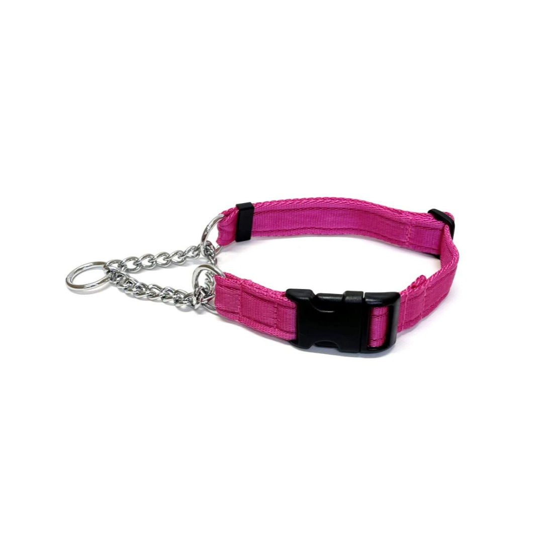 Half Check Chain Dog Collars Adjustable 25mm Wide Cushion Webbing Large X-Large