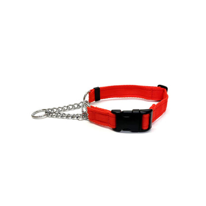 Half Check Chain Dog Collars Adjustable 25mm Wide Cushion Webbing Large X-Large