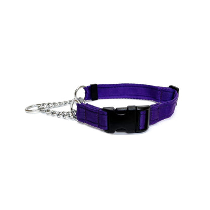 Half Check Chain Dog Collars Adjustable 25mm Wide Cushion Webbing Large X-Large