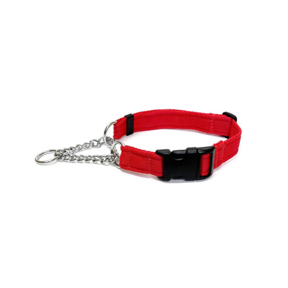 Half Check Chain Dog Collars Adjustable 25mm Wide Cushion Webbing Large X-Large