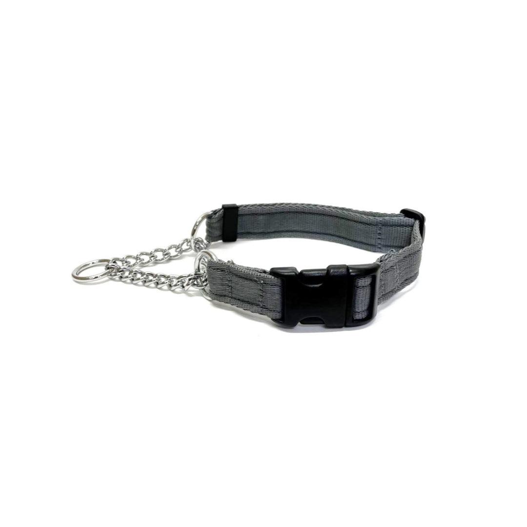 Half Check Chain Dog Collars Adjustable 25mm Wide Cushion Webbing Large X-Large