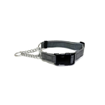 Half Check Chain Dog Collars Adjustable 25mm Wide Cushion Webbing Large X-Large