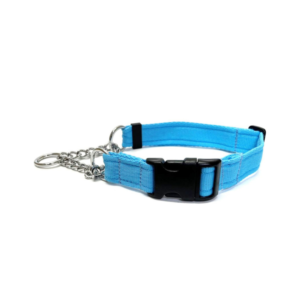 Half Check Chain Dog Collars Adjustable 25mm Wide Cushion Webbing Large X-Large