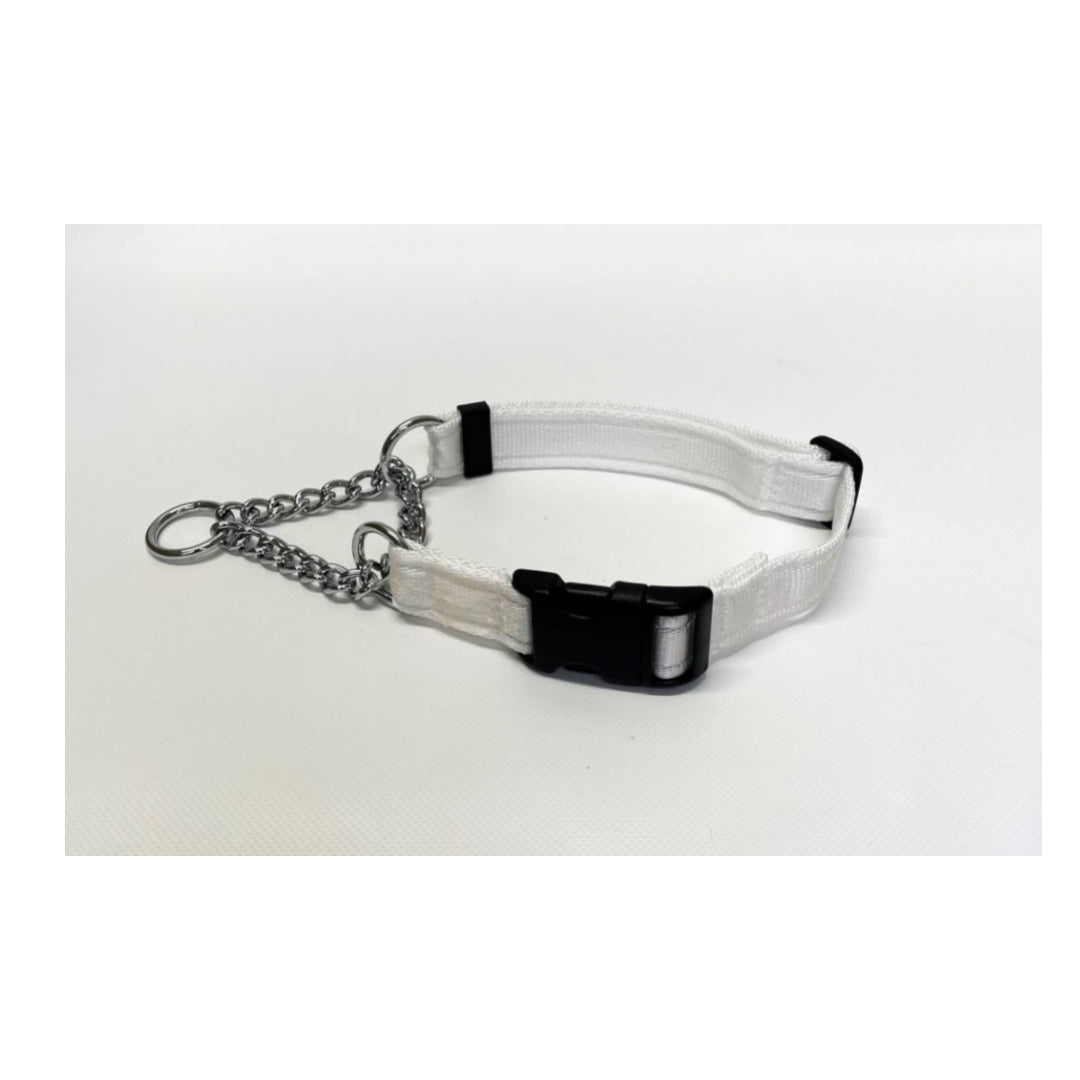 Half Check Chain Dog Collars Adjustable 25mm Wide Cushion Webbing Large X-Large