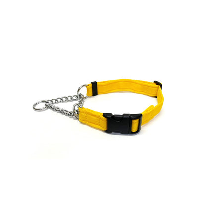 Half Check Chain Dog Collars Adjustable 25mm Wide Cushion Webbing Large X-Large