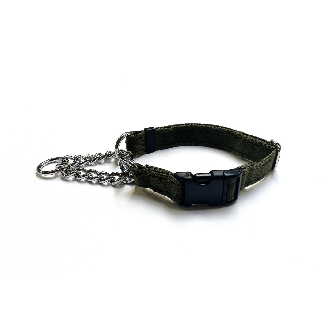 Half Check Chain Dog Collars Adjustable 25mm Wide Cushion Webbing Large X-Large