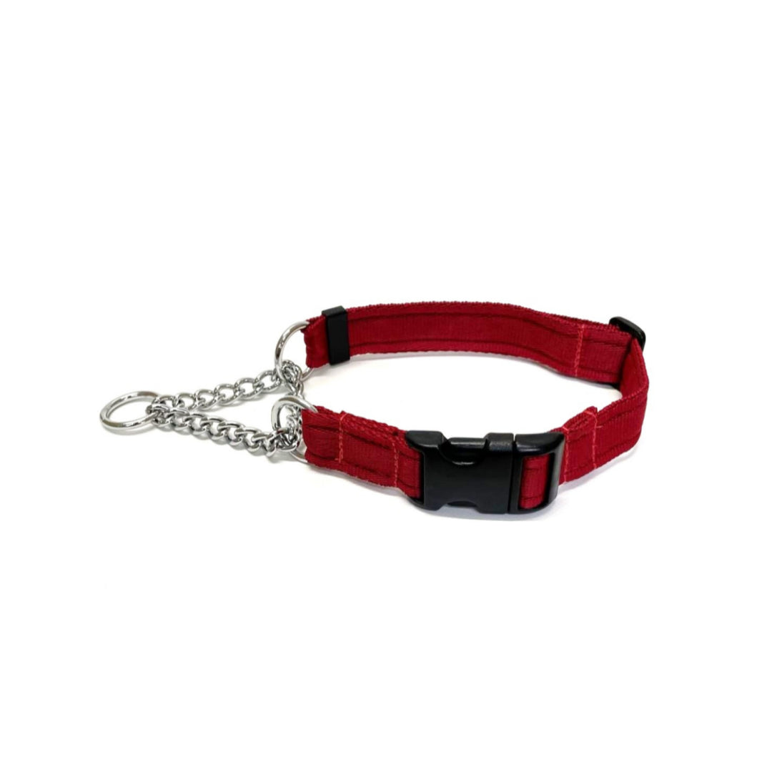 Half Check Chain Dog Collars Adjustable 25mm Wide Cushion Webbing Large X-Large