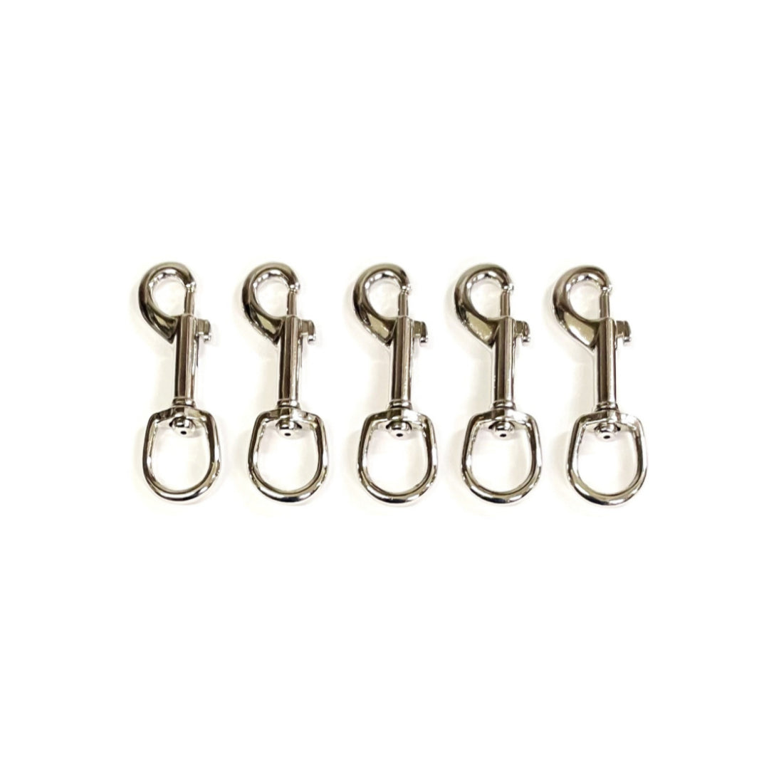 20mm Trigger Clip Hooks Round Ended Nickel Plated Metal Webbing Dog Leads x1 - x100