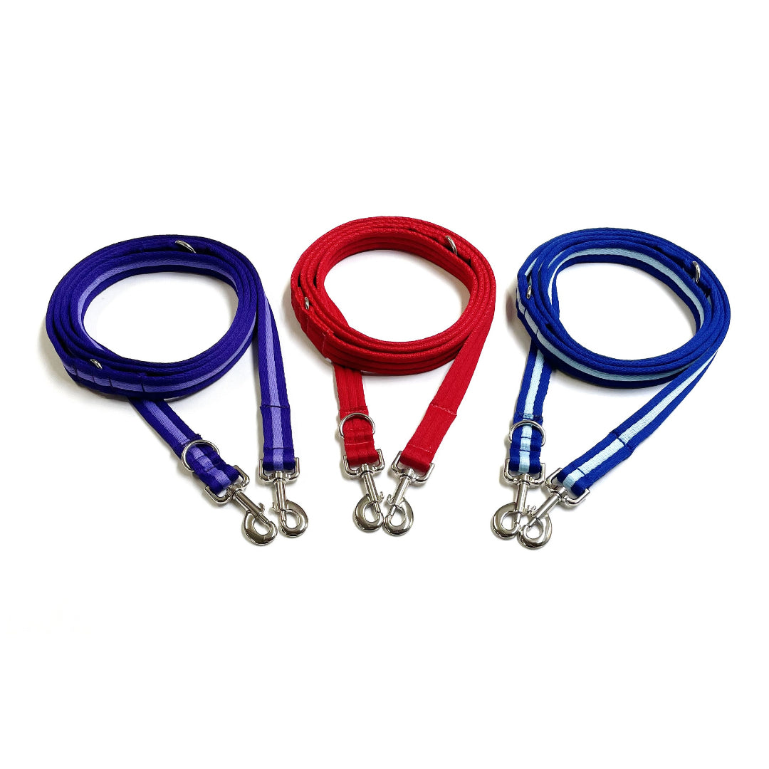 Police Style Dog Training Lead Double Ended Multi Functional Dual Walking Leash 20mm Air Webbing 5ft - 15ft