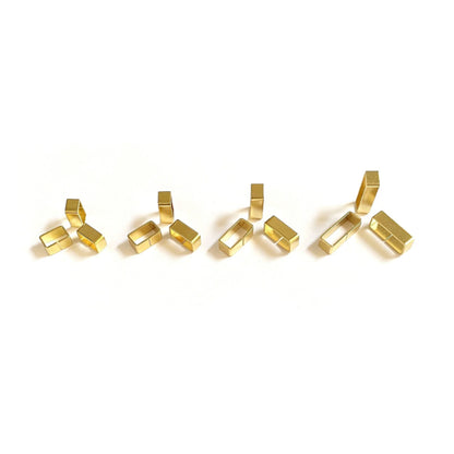 Solid Brass Flat Dog Collar Loop 2 Bar Loop Metal Strap Keeper For Webbing Bags Straps Dog Collars 12mm - 25mm