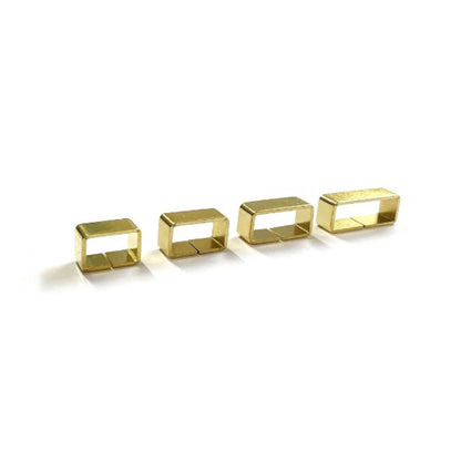 Solid Brass Flat Dog Collar Loop 2 Bar Loop Metal Strap Keeper For Webbing Bags Straps Dog Collars 12mm - 25mm