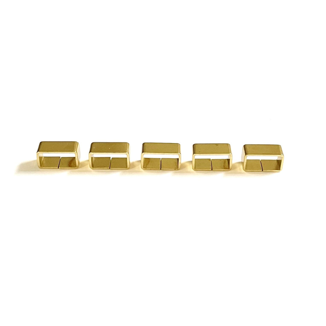 Solid Brass Flat Dog Collar Loop 2 Bar Loop Metal Strap Keeper For Webbing Bags Straps Dog Collars 12mm - 25mm