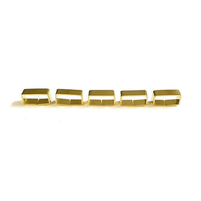 Solid Brass Flat Dog Collar Loop 2 Bar Loop Metal Strap Keeper For Webbing Bags Straps Dog Collars 12mm - 25mm