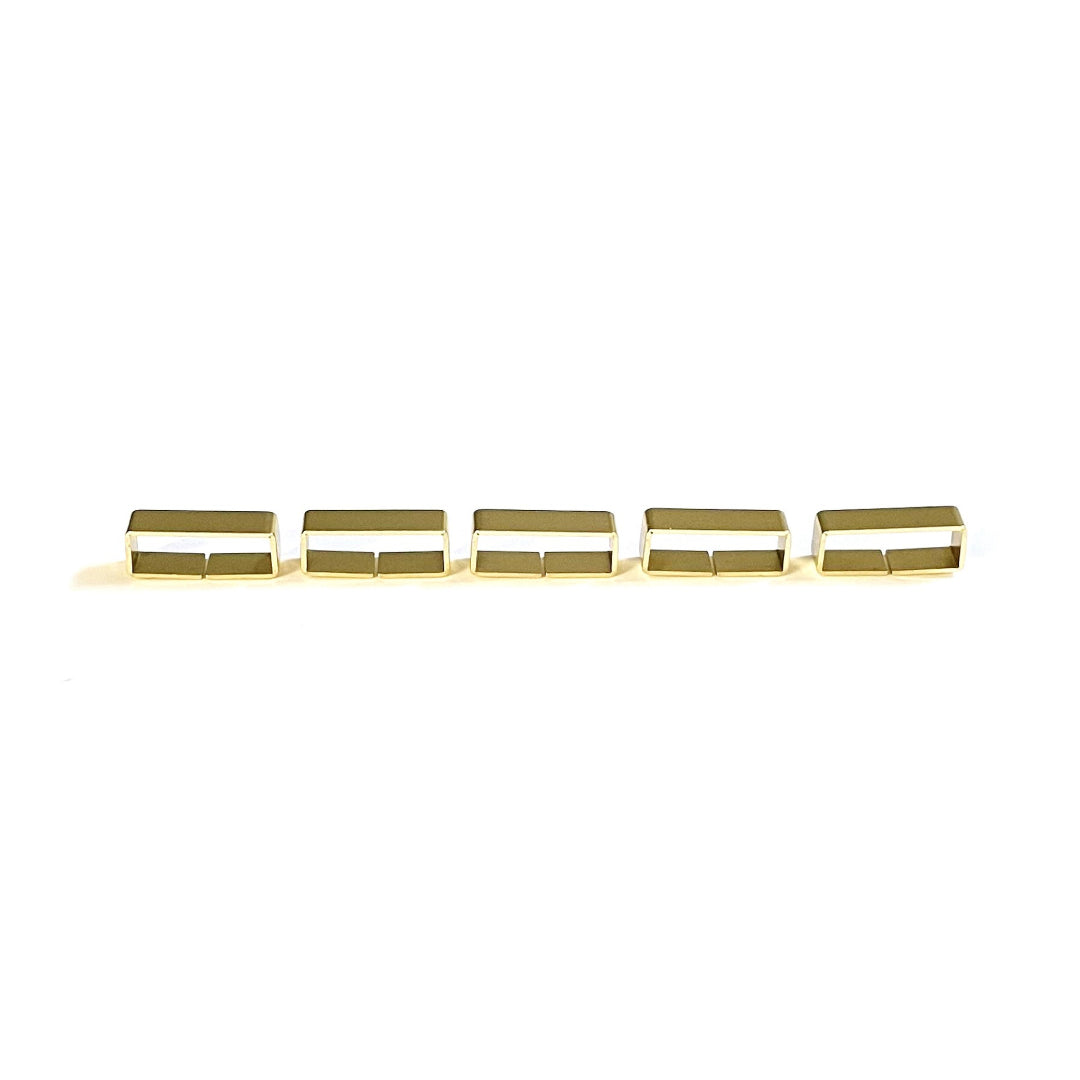Solid Brass Flat Dog Collar Loop 2 Bar Loop Metal Strap Keeper For Webbing Bags Straps Dog Collars 12mm - 25mm