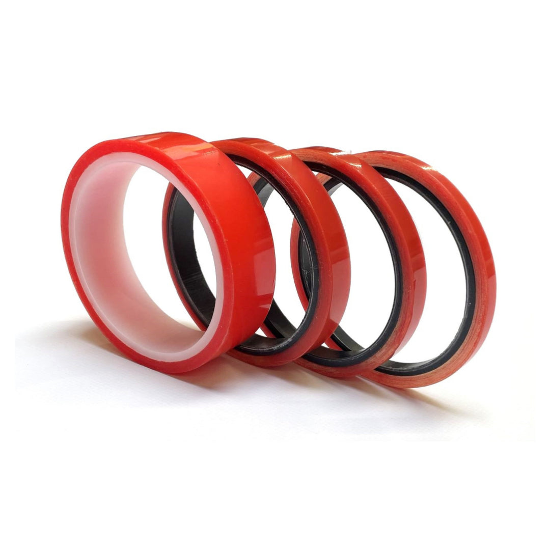 Double Sided Super Sticky Tape Clear Tape Red Lining 5 Metre Roll Strong 6mm - 25mm Width