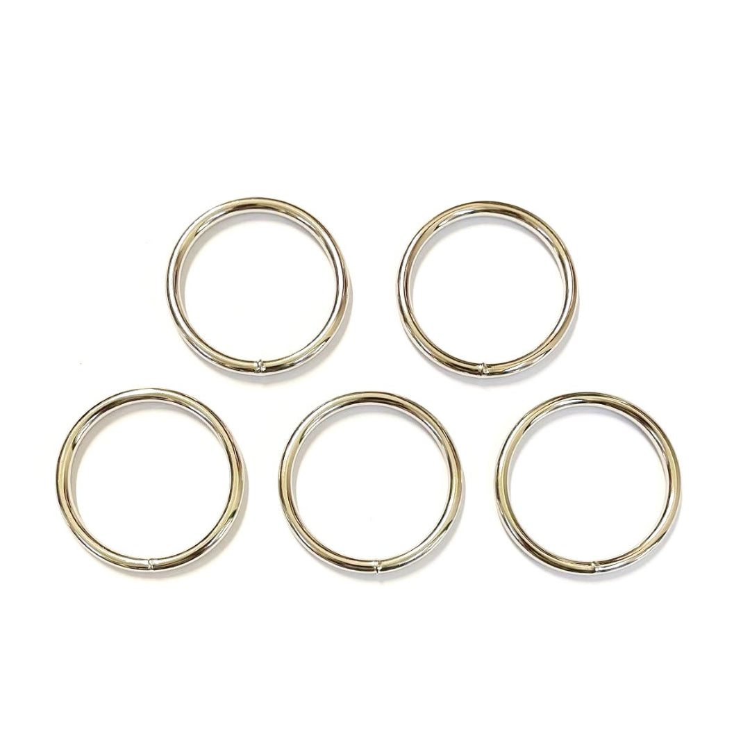 50mm Welded O-Rings Nickel Plated 5mm Thick For Webbing Bags Straps Handles Dog Leads x2 - x100