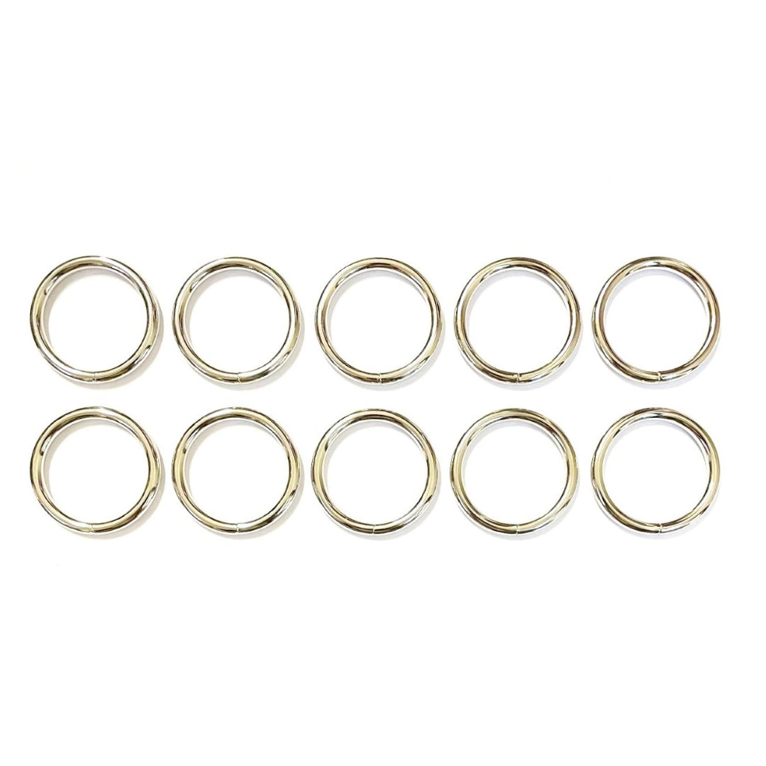 38mm Welded O-Rings Nickel Plated 5mm Thick For Webbing Bags Straps Handles Dog Leads x1 - x100