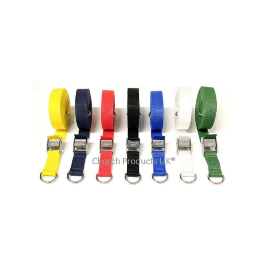 Metal Cam Buckle Strap With D-ring Sewn-in Each End Tie Down 25mm Webbing 1m - 3.5m