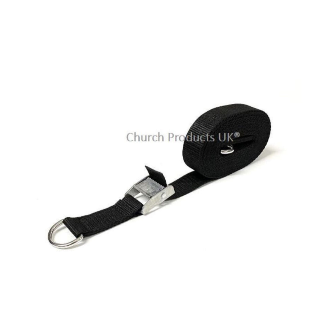 Metal Cam Buckle Strap With D-ring Sewn-in Each End Tie Down 25mm Webbing 1m - 3.5m
