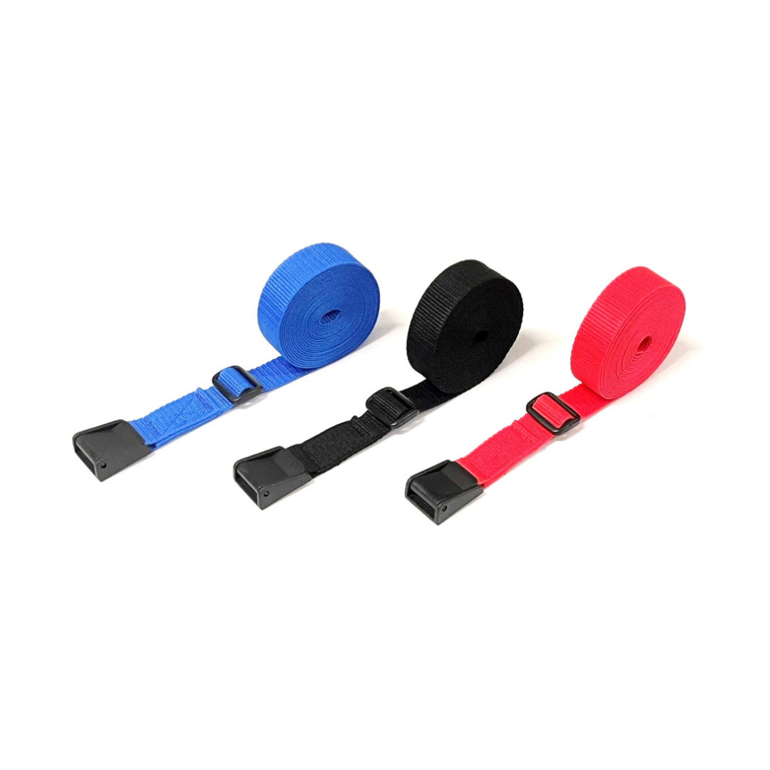 Tie Down Straps Plastic Flap Cam Buckle 25mm Webbing 1m - 3.5m Long Bags Luggage In 7 Colours