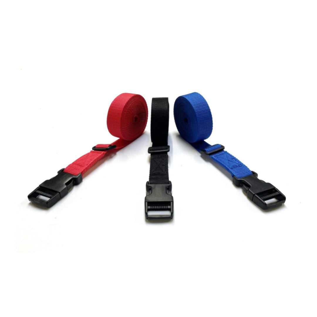 Tie Down Straps Plastic Side Release Buckle 25mm Webbing 1m - 5m Long Luggage In 7 Colours