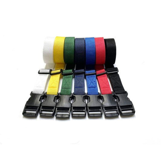 Tie Down Straps Plastic Side Release Buckle 25mm Webbing 1m - 5m Long Luggage In 7 Colours