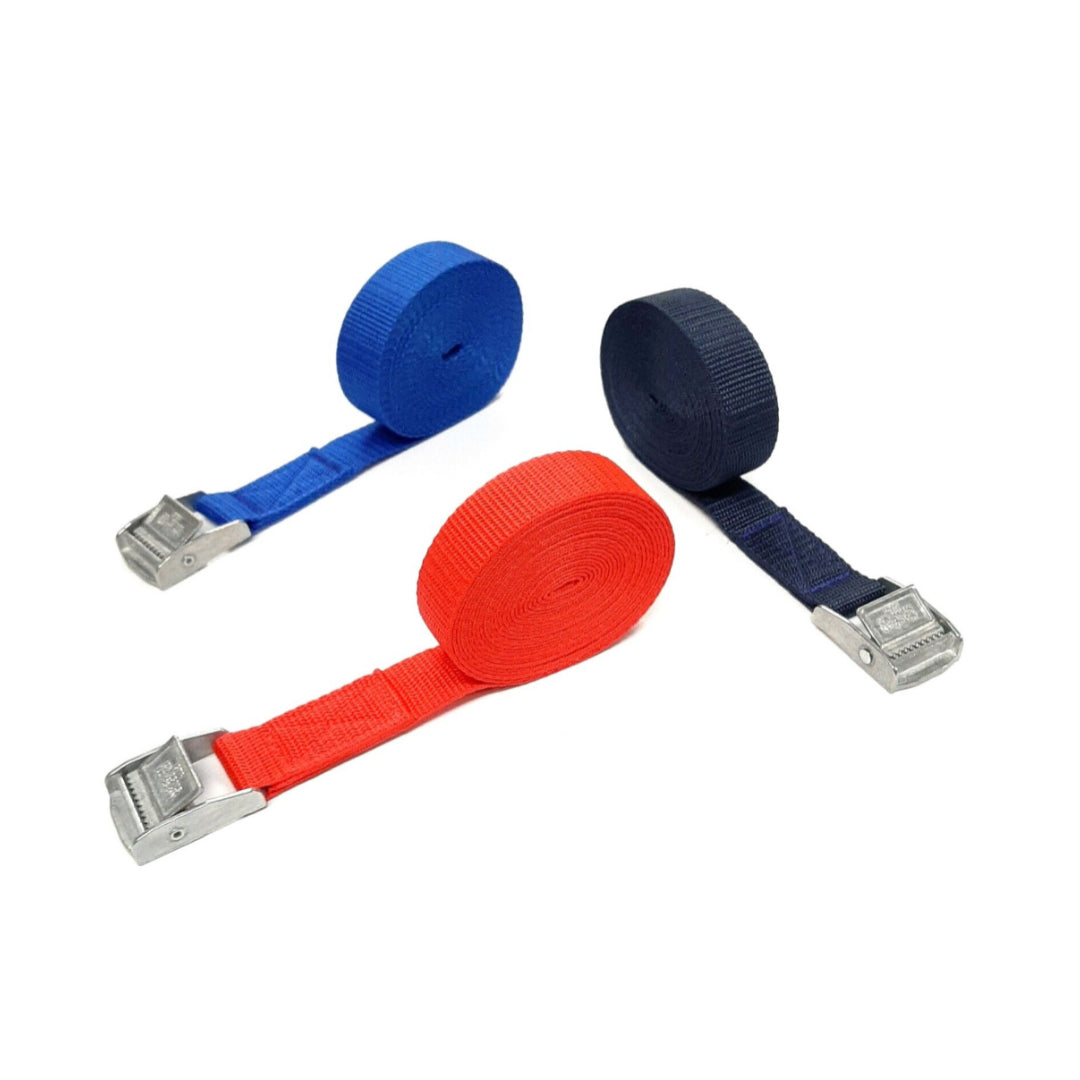 Metal Cam Buckle Tie Down Straps 25mm Webbing 1m - 5m Securing Luggage Trailer UK Made