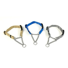 Load image into Gallery viewer, Half Check Chain Dog Collars Small Large 20mm Adjustable With Chrome Plated Chain In Various Colours